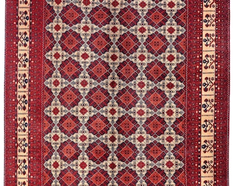6x9 Red Fine Belgic Area Rug, Hand Knotted Rug, Bedroom Rug, Afghan Tribal Rug, Veg Dyes Wool, Oriental Rug, Kids Room Rug, Living Room Rug
