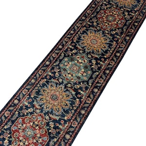 20 Ft Blue Persian Runner Rug, Afghan Hand Knotted, Veg Dye Wool, Floral Runner Rug, Hallway Runner Rug, Kitchen Runner Rug, Oriental Runner