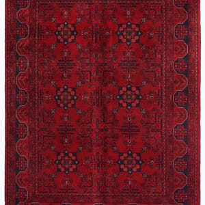 5x7 Red Fine Belgic Area Rug, Hand Knotted Rug, Bedroom Rug, Afghan Tribal Rug, Veg Dyes Wool, Oriental Rug, Kids Room Rug, Living Room Rug