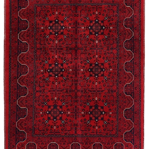 5x7 Red Fine Belgic Area Rug, Hand Knotted Rug, Bedroom Rug, Afghan Tribal Rug, Veg Dyes Wool, Oriental Rug, Kids Room Rug, Living Room Rug