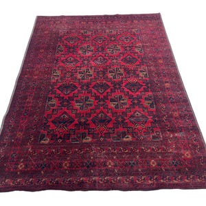 5x7 Red Vintage Tribal Area Rug, Hand Knotted Rug, Bedroom Rug, Tribal Rug, Veg Dyes Wool, Oriental Rug, Afghan Rug, Living Room Rug