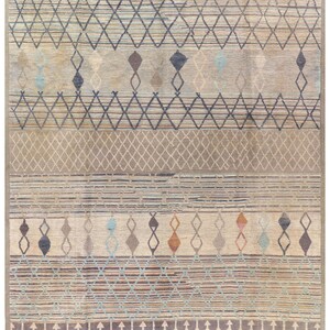 9x12 Ft Brown Moroccan Rug - Afghan Hand Knotted Veg Dye Wool Rug - Area Rug - Contemporary Rug - Wool Rug - Geometric Rug - Colorful Rug