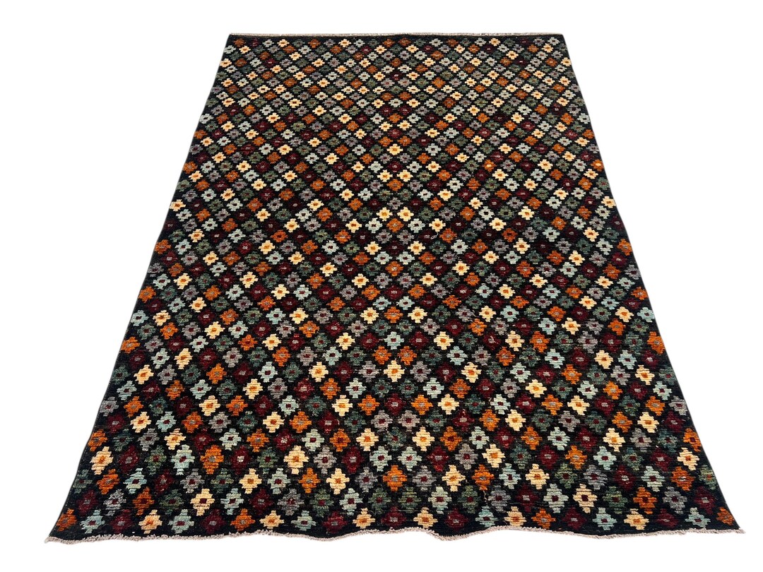 6x8 Blue Multicolor Gabbeh Area Rug, Hand Knotted Rug, Bedroom Rug ...