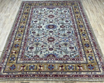 Alfombra floral oriental gris de 23 x 36 cm, anudada a mano, para dormitorio, sala de estar, de lana con tintes vegetales, floral, para oficina, oriental