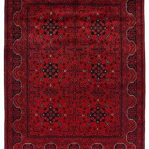5x7 Red Fine Belgic Area Rug, Hand Knotted Rug, Bedroom Rug, Afghan Tribal Rug, Veg Dyes Wool, Oriental Rug, Kids Room Rug, Living Room Rug
