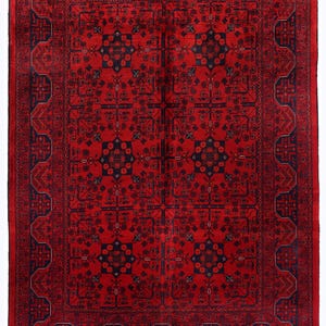5x7 Red Fine Belgic Area Rug, Hand Knotted Rug, Bedroom Rug, Afghan Tribal Rug, Veg Dyes Wool, Oriental Rug, Kids Room Rug, Living Room Rug
