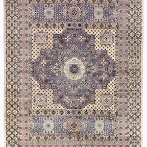 10x14 Beige Blue Fine Mamluk Rug - Traditional Hand Knotted Rug - Oriental Rug - Fine Quality Rug - Area Rug - Turkish Medallion Rug