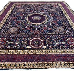 12x15 Red Mamluk Area Rug, Hand Knotted Rug, Bedroom Rug, Rug for Living Room, Veg Dyes Wool, Oriental Turkish Rug, Rugs for Office