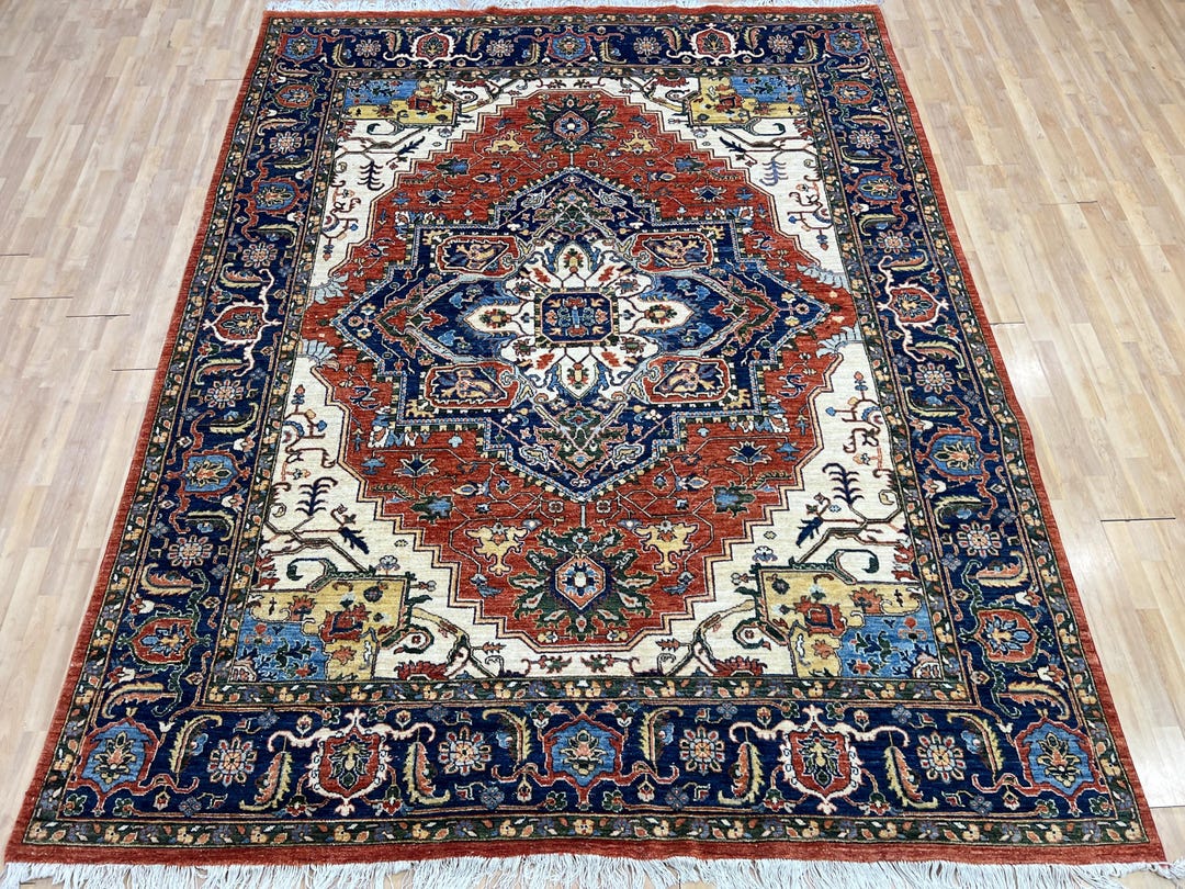 8x10 Red Heriz Area Rug - Afghan Hand Knotted Rug - Bedroom Rug - Rug ...