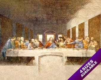 Da Vinci The Last Supper Iconic Christian Painting Art Real Canvas Print
