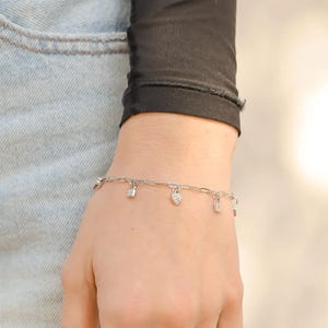 Stainless Steel Delicate Heart Lock Charm Bracelet | Dainty Gold Chain Bracelet