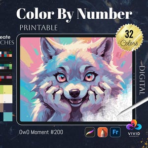 OwO Moment Color by Numbers for Adults Printable Paint by Numbers Digital Coloring Pages Procreate Coloring Color by Number Animal Coloring