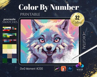 OwO Moment Color by Numbers for Adults Printable Paint by Numbers Digital Coloring Pages Procreate Coloring Color by Number Animal Coloring