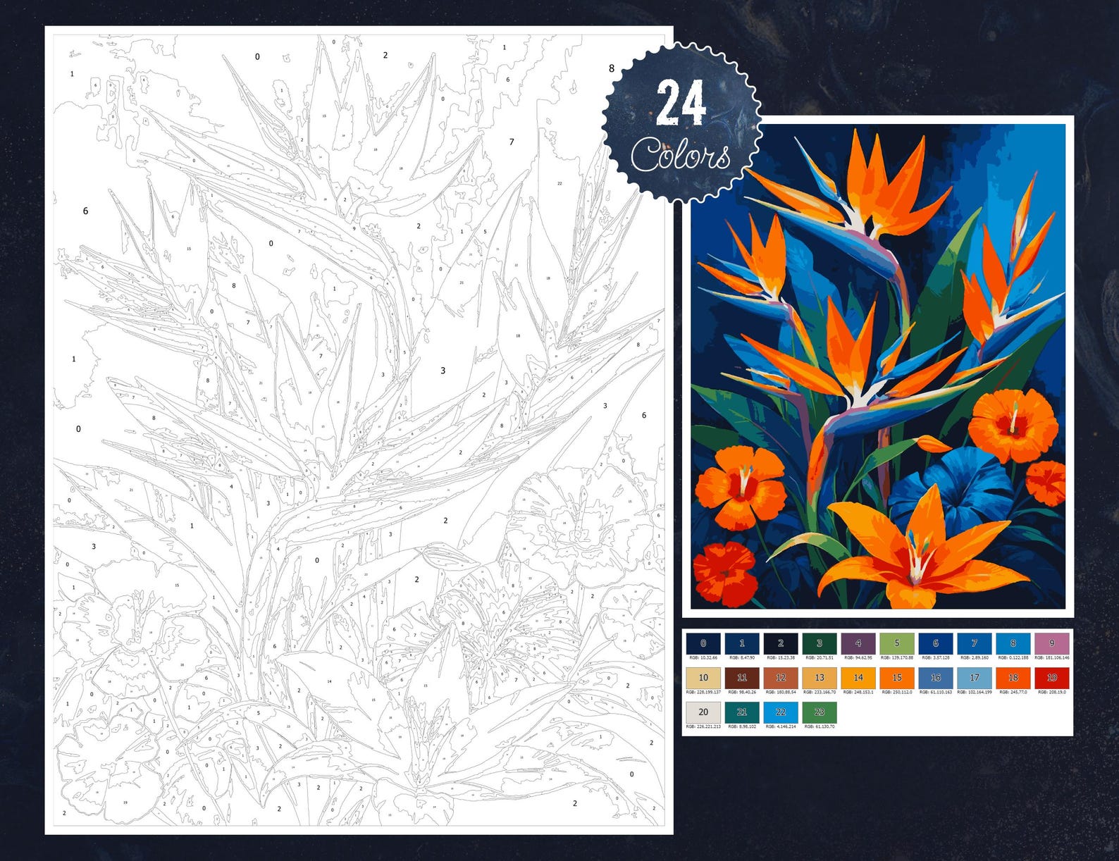 Bird of Paradise Color by Numbers for Adults Printable Paint by Numbers ...