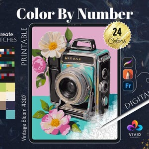 Vintage Bloom Color by Numbers Paint by Numbers for iPad Digital Coloring Book for Adults Procreate Coloring Pages CBN Pages for Adults