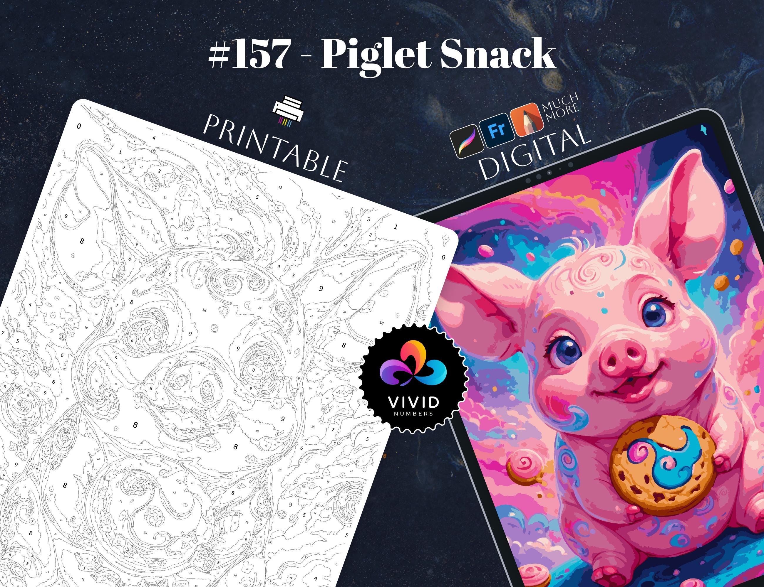 Snack Number Color Piglet Snack Color by Numbers Printable Paint by Numbers Digital ...
