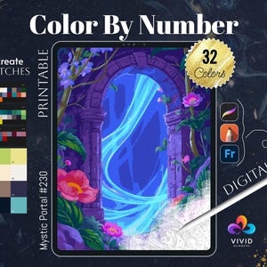 Mystic Portal Coloring by Number Paint by Numbers Digital Coloring Pages Procreate Coloring Color by Number Fantasy Coloring Pages Digital