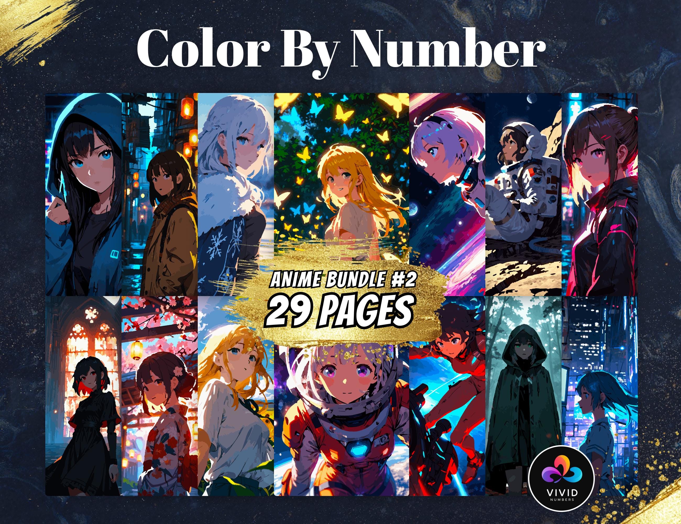 Procreate向け アニメ数字塗り絵バンドル – デジタルぬりえ（PDF・SVG・PNG）