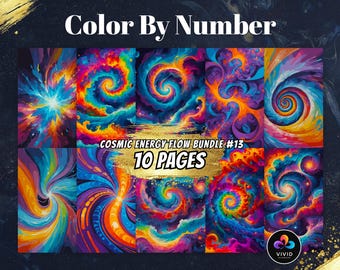 Bundle flux d'énergie cosmique couleur par numéros pour adultes Peinture numérique imprimable par numéros Procreate coloration couleur par numéro
