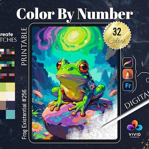 Frog Existential Paint by Numbers for Adults Printable Color by Numbers Digital Coloring Pages Procreate Colour by Number Animals Coloring
