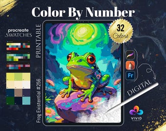 Frog Existential Paint by Numbers for Adults Printable Color by Numbers Digital Coloring Pages Procreate Colour by Number Animals Coloring