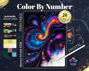 Abstract Artwork Color by Number Paint by Numbers Digital Coloring Pages Procreate Coloring Colour by Number Fantasy Coloring Digital Pages