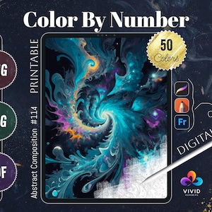 Abstract Composition Coloring by Number Paint by Numbers Digital Coloring Pages Procreate Coloring Color by Number Fantasy Coloring Pages