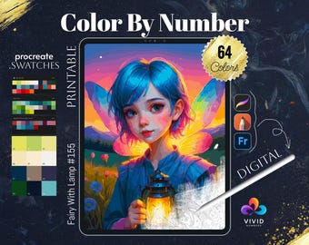 Colorir por números de fadas para imprimir, pintar por números, páginas para colorir digitais, Procreate para colorir, iPad, páginas para colorir femininas, downloads digitais