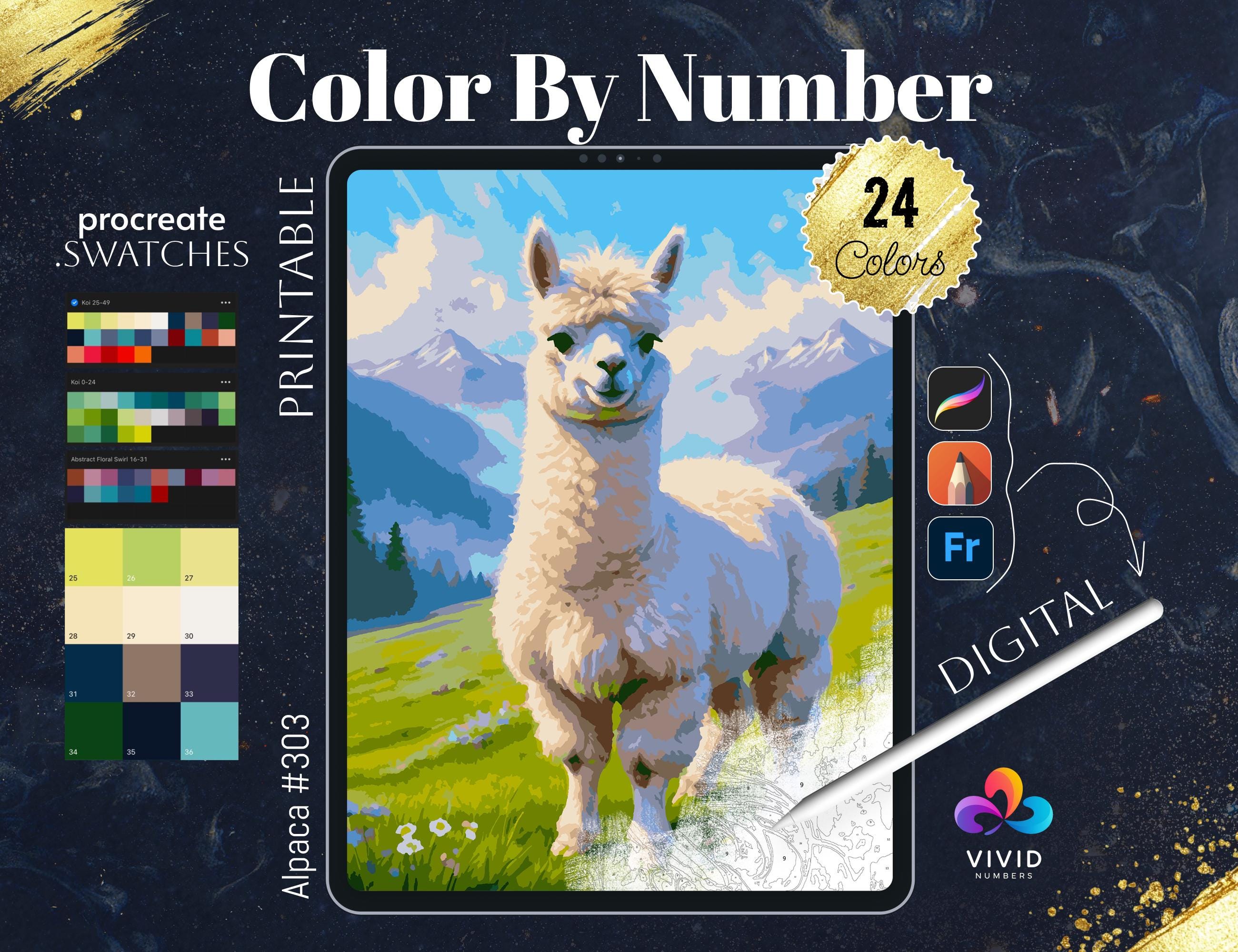 Alpaca Color by Numbers Printable Paint by Numbers Digital