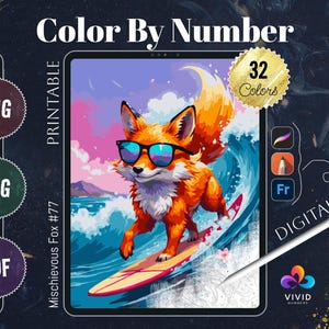 Mischievous Fox Coloring by Numbers Paint by Numbers Digital Coloring Pages Procreate Coloring Color by Number Animal Coloring iPad Coloring