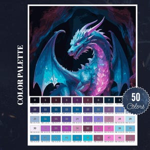 Crystal Dragon Coloring by Number Paint by Numbers Digital Coloring Pages Procreate Coloring Color by Number Fantasy Coloring Digital Pages
