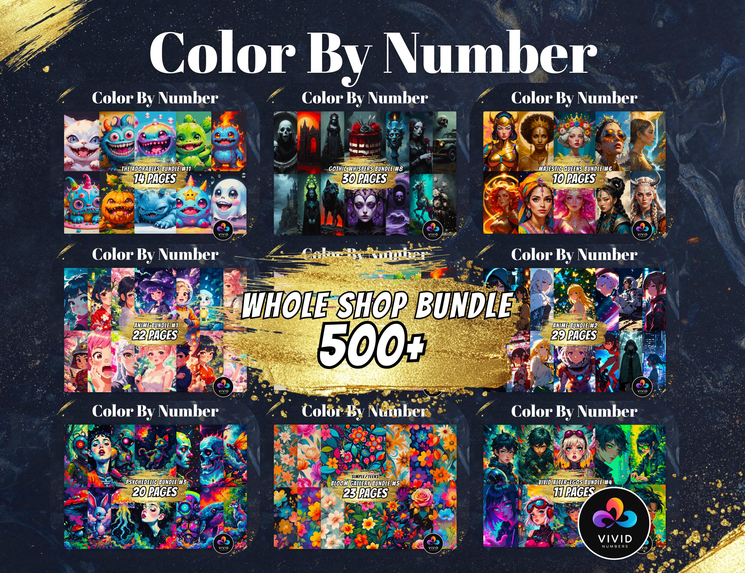 500+ Procreate Malen nach Zahlen Bundle – Ausmalseiten für Erwachsene zur Stresslinderung (PDF, PNG, SVG)