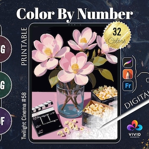 Paint by Numbers Color by Number Printable Digital Coloring Pages Procreate Coloring Therapy Flowers Coloring Pages Digital Coloring Pages