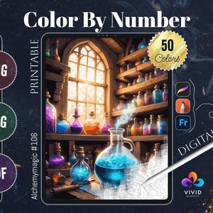Alchemy Magic Coloring by Number Paint by Numbers Digital Coloring Pages Procreate Coloring Color by Number Fantasy Coloring iPad Digital