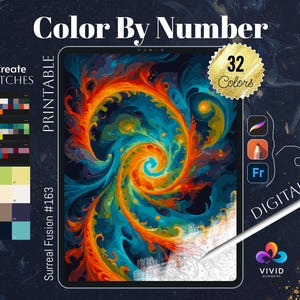 Surreal Fusion Color by Number Paint by Numbers Digital Coloring Pages Procreate Coloring Color by Number Fantasy Coloring Abstract Coloring