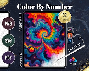 アートワーク 数字で色付け 数字でペイント デジタルぬり絵ページ プロクリエイトぬり絵 数字で色付け ファンタジーぬり絵 iPad デジタルぬり絵