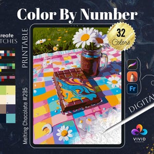 Melting Chocolate Coloring by Number Paint by Numbers Digital Coloring Pages Procreate Coloring Color by Number Food Coloring Pages