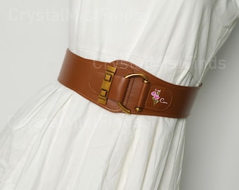Cinturón ancho sencillo, cinturón de mujer, cinturón ancho extraíble, cinturón de cuero de moda, cinturón de cuero vintage, regalo para el Día de la Madre.