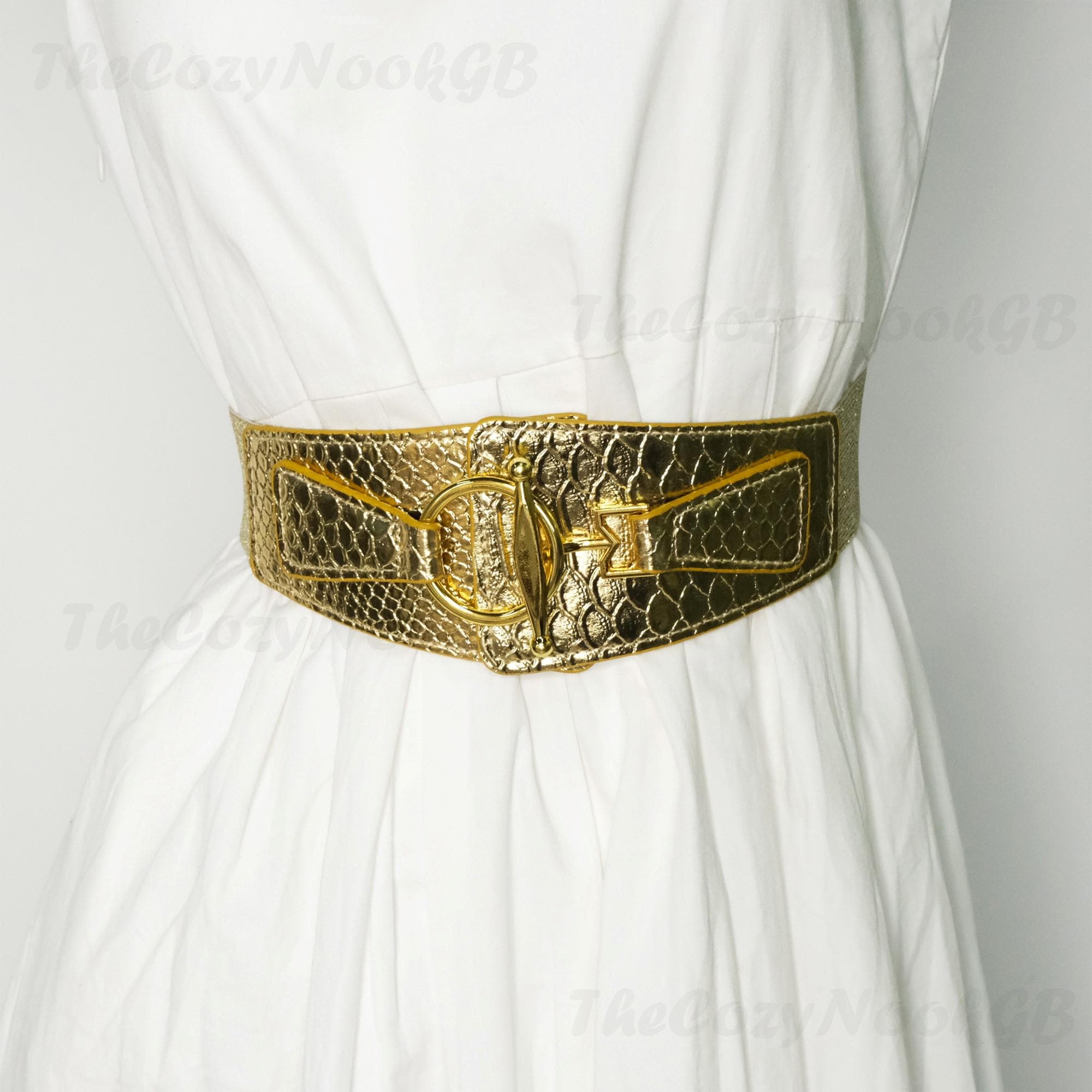 Gold Buckle Women's Elastic Belt, Vintage Belt, Stylish Wide Gold Belt, Custom Wide Genuine Leather Belt, Elastic Belt, Women's Belt