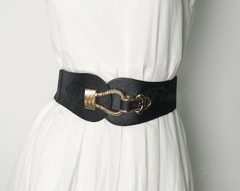 Cinturón con hebilla de metal, cinturón de mujer, cinturón vintage sencillo, cinturón de moda, cinturón decorativo para traje o vestido, cinturón ancho de cuero.