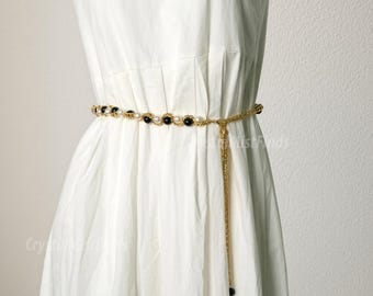 Cinturón clásico de cadena de metal con perlas, cinturón de vestir con cadena de diamantes de imitación, gran regalo para esposa y madre, cinturón ceñidor dorado, accesorio de vestir de moda
