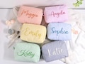 Personalized Embroidered Makeup Bag with Name, Custom Travel Makeup Bag, Bridesmaid Gift, Wedding Party Favors, Cosmetic Toiletry Bag product logo