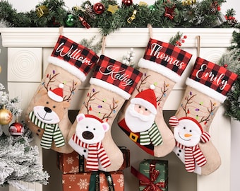2026 Custom Embroidered Christmas Stocking, Personalized Christmas family/friends stockings, Holiday Gift, 3D Xmas Stockings