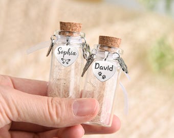 Personalisierte Tierfell-Denkmalurne, benutzerdefinierte Hundehaar-Gedenkglas, Verlust von Haustiergeschenk, Glasphiole für Haare, Hund Katzentierasche, Haustier-Gedenkurne