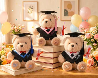 Custom Graduation Teddy Bear 2026, Personalized Name & Year Plush Toy, Class of 2026 Grad Keepsake, Gift for High School College Graduate