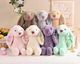 Personalized Bunny Stuffed Animal for Babies with Embroidered Child's Name, Easter Baby Gift for Newborn Kids