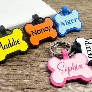 Médaille pour chien personnalisée en silicone, Médaille d'identité silencieuse en forme d'os, Médaille silencieuse pour chien, Médaille d'identification silencieuse pour animal de compagnie personnalisée, Médaille gravée pour animal de compagnie/chien/chat