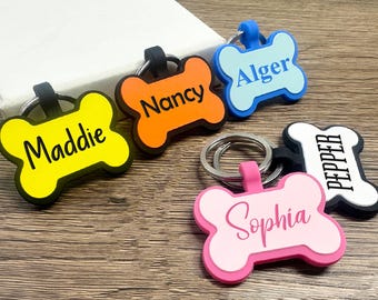 Placa de identificación de silicona personalizada, placa silenciosa con forma de hueso, placa de identificación silenciosa personalizada para mascotas, placa grabada para mascotas, perros y gatos.