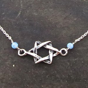 Star of David Sterling Silver Bracelet, Bat Mitzvah Gift, Blue Opal Bracelet, Jewish Jewelry