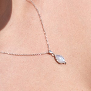 Moonstone necklace, Teardrop sterling silver 925 necklace pendant